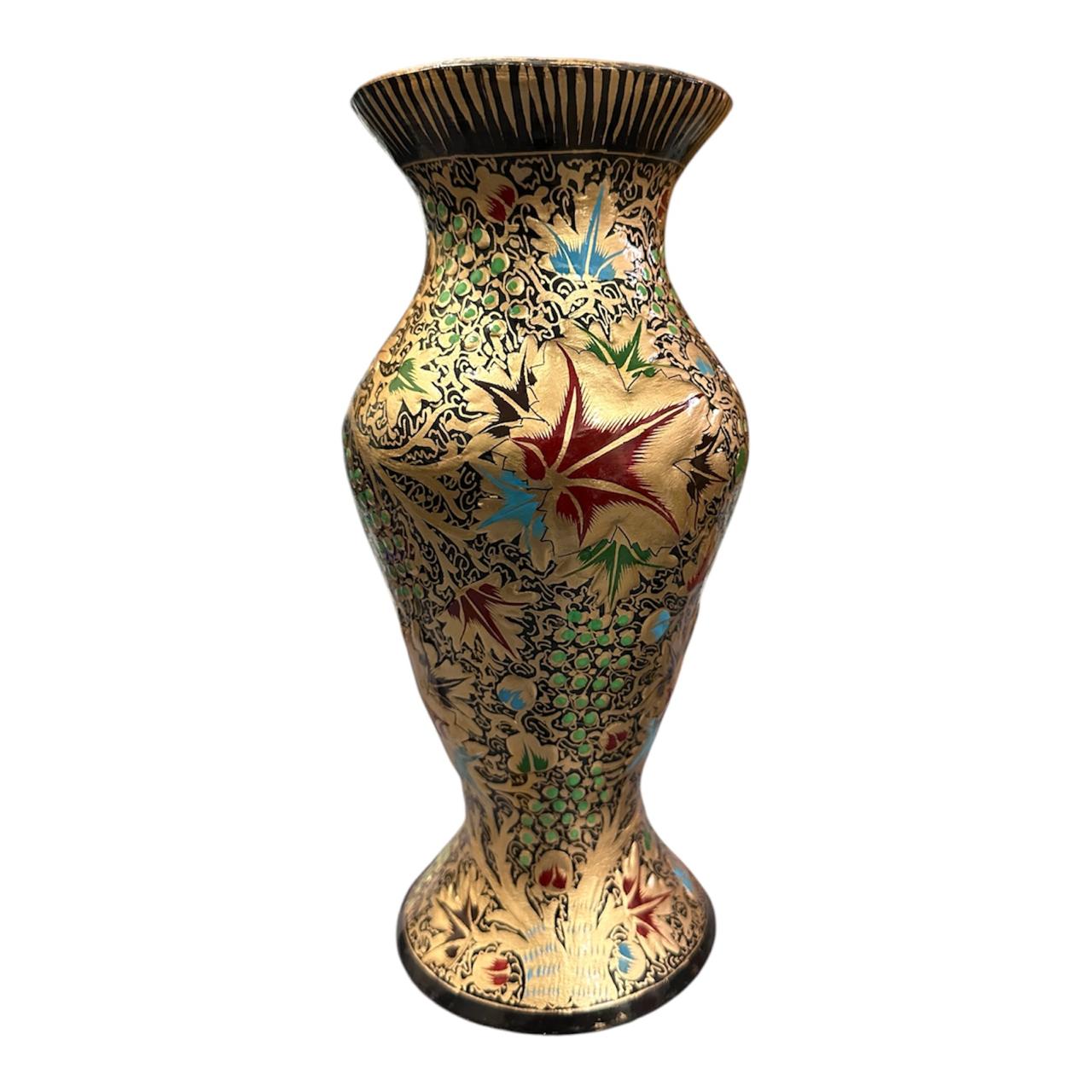 Handmade Kashmiri paper mache flower vase, Hand painted flower vase